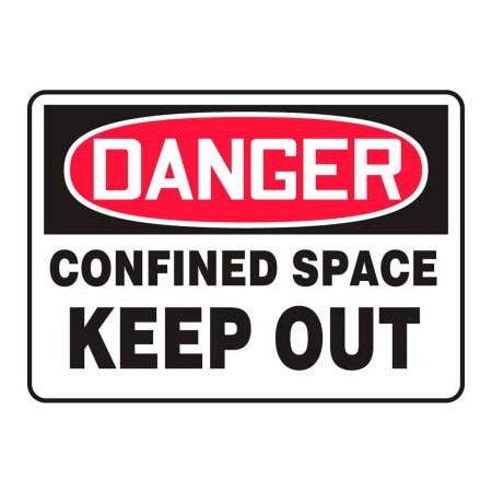 Accuform Accuform Danger Sign, Confined Space Keep Out, 14inW x 10inH, Adhesive Vinyl MCSP110VS